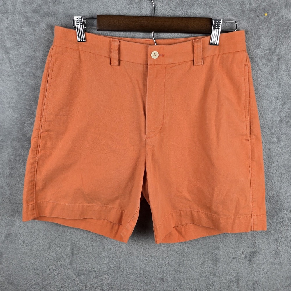 Vineyard Vines Mens Dock Short Orange Cotton Canvas Chino Size 30 7 Inseam